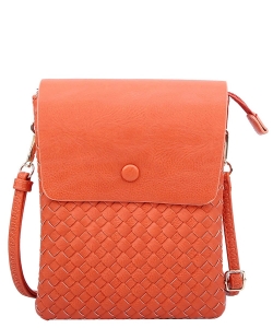 Fashion Woven Flapover Crossbody Bag WU113 ORANGE